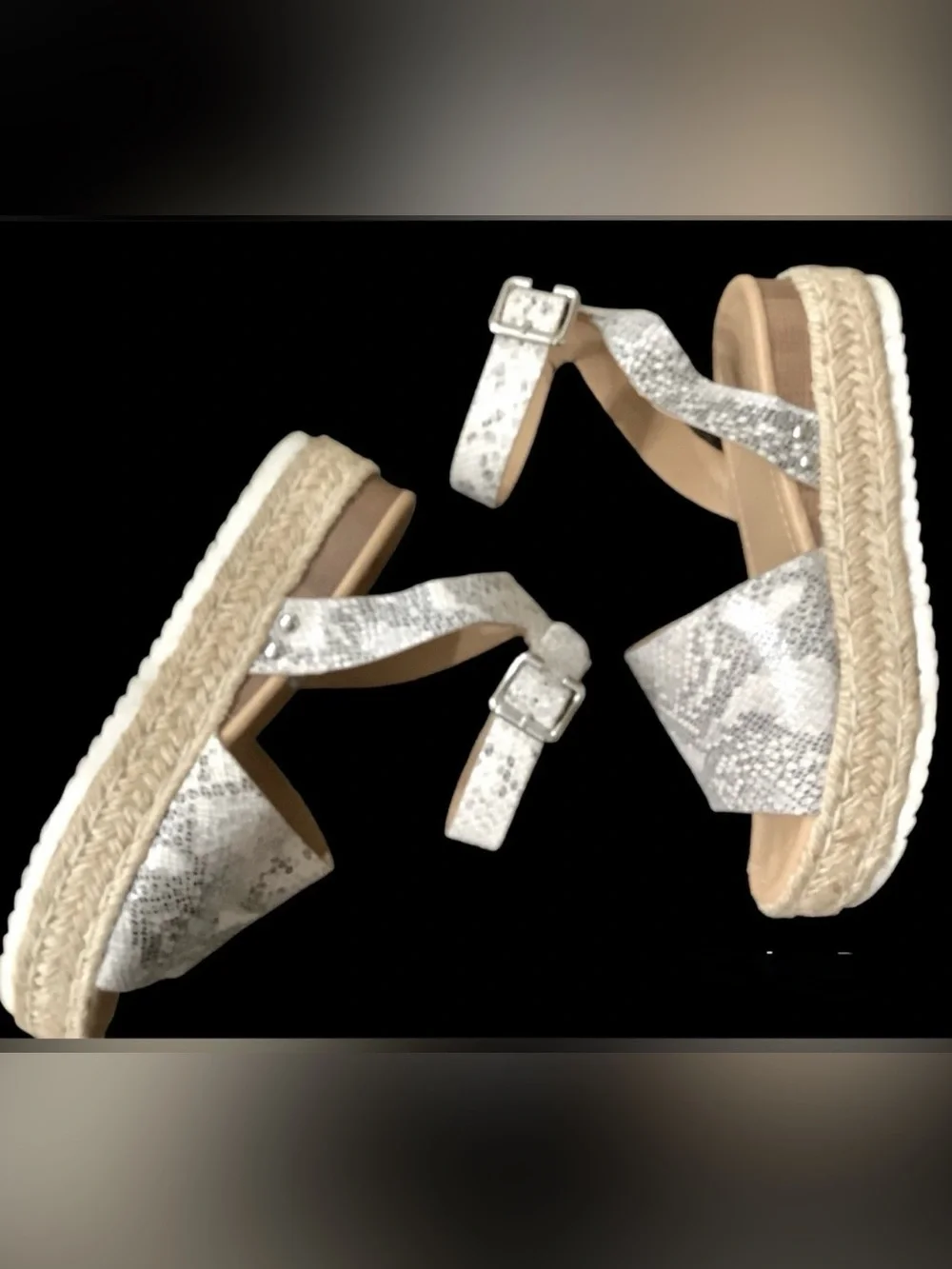 Womens Soda White Snake-Print Sandals